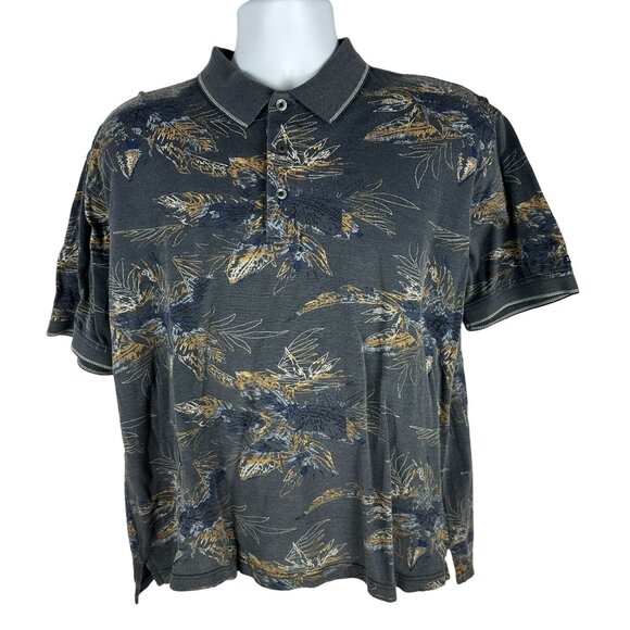 Izod Mens Double Mercerized Polo Shirt Medium 100% Cotton Floral Pattern - Picture 1 of 5